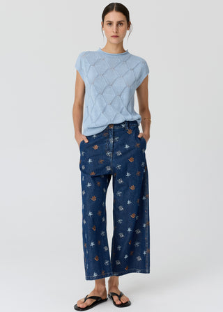 Rosin Cable Knit Top – Blue | POL