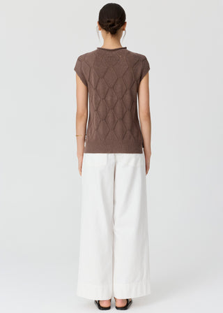 Rosin Cable Knit Top – Choc | POL