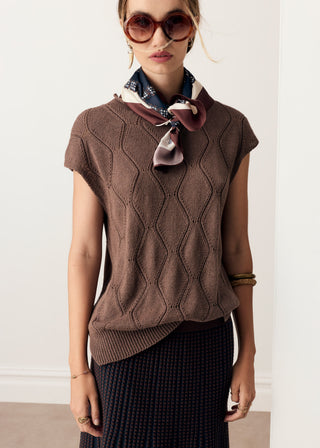 Rosin Cable Knit Top – Choc | POL