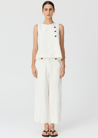 Anise Button Tank – Chalk | POL