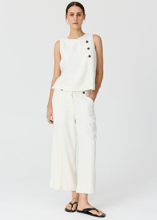 Anise Button Tank – Chalk | POL
