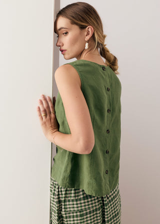 Frankie Button Tank – Fern | POL