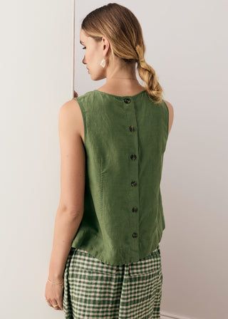 Frankie Button Tank – Fern | POL