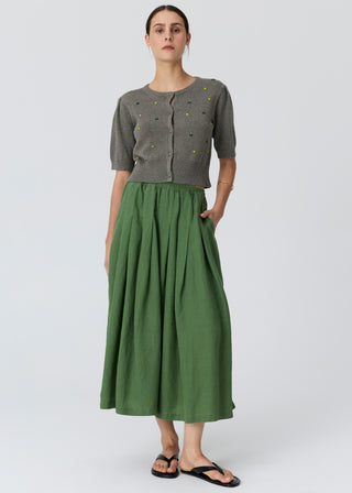 Viloa Beaded Short Sleeve Cardigan – Moss | POL