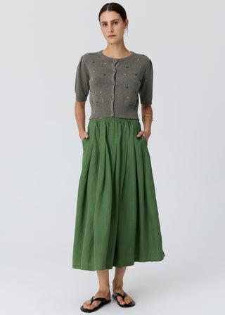 Viloa Beaded Short Sleeve Cardigan – Moss | POL