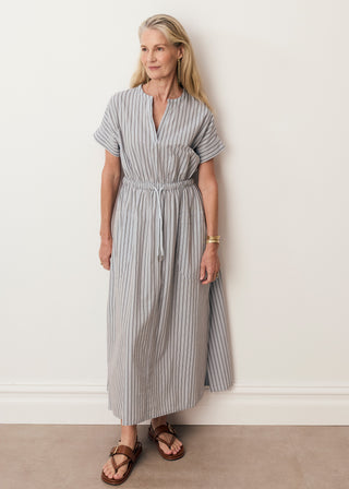 Bay Dress – Blue/Choc Stripe | POL