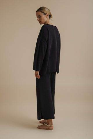 Retreat Cotton Twist Pullover – Deep Ocean | Talamaya