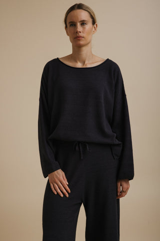 Retreat Cotton Twist Pullover – Deep Ocean | Talamaya