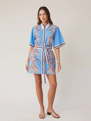 Shirt Dress Mini - Blue Deco Stripe | State of Embrace