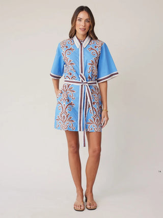 Shirt Dress Mini - Blue Deco Stripe | State of Embrace