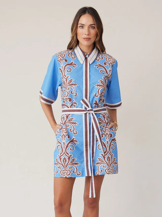 Shirt Dress Mini - Blue Deco Stripe | State of Embrace