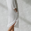 Seaside Tones - Linen Shirt Dress With Pockets - White