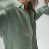 Seaside Tones - Linen Striped Shirt - Green