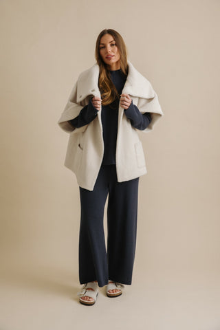 Sherpa Cuddle Coat in Chalk by Talamaya