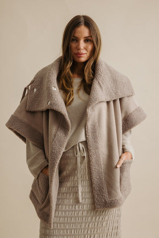 Sherpa Cuddle Coat in Putty by Talamaya