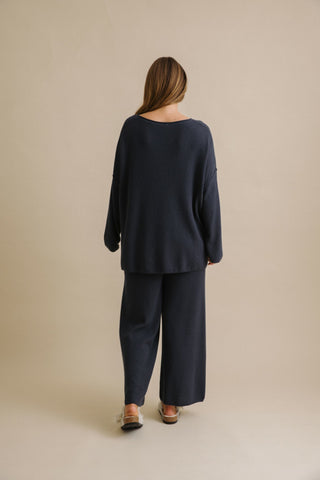 Winter Retreat Merino Cotton Pullover in Lake by Talamaya