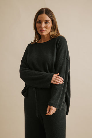 Winter Retreat Merino Cotton Pullover in Pine by Talamaya