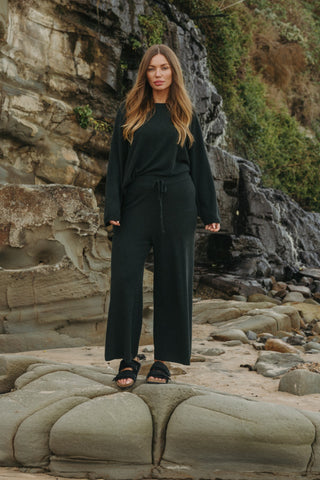 Winter Retreat Merino Cotton Pullover in Pine by Talamaya