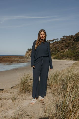 Winter Retreat Merino Cotton Pant in Lake by Talamaya