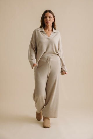 Winter Retreat Collar Pullover in Wheat by Talamaya
