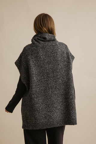 Dreams Funnel Neck Tabard in Noir by Talamaya