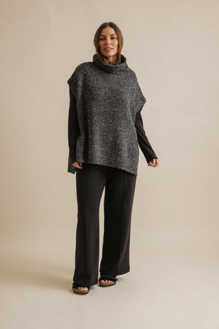Dreams Funnel Neck Tabard in Noir by Talamaya