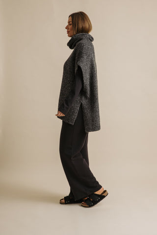 Dreams Funnel Neck Tabard in Noir by Talamaya