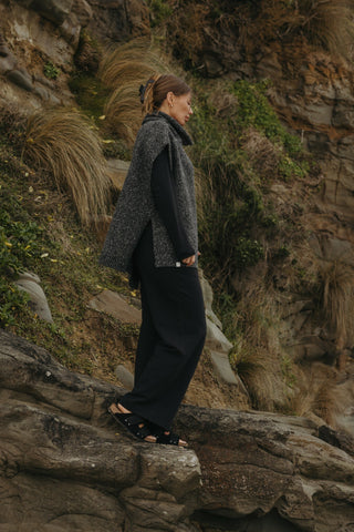 Dreams Funnel Neck Tabard in Noir by Talamaya