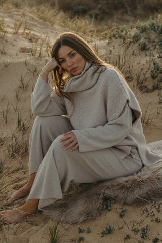 Dreams Funnel Neck Tabard in Wheat by Talamaya