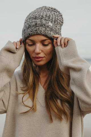 Dreams Beanie in Noir x Wheat by Talamaya