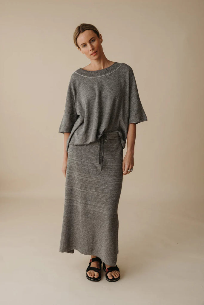 TALAMAYA - Cotton Twist Skirt - Washed Black x Silver