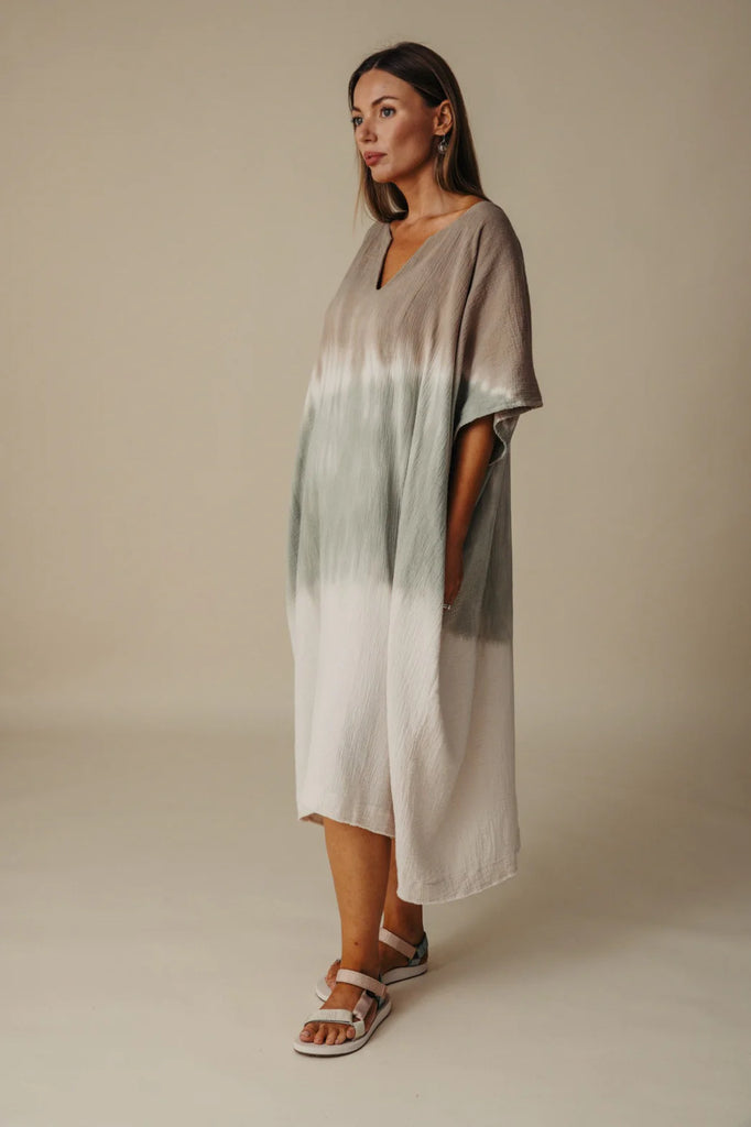 Talamaya - Kaimana Dip Dyed Kaftan - Dusty Olive/Vintage Khaki