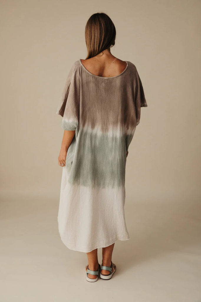 Talamaya - Kaimana Dip Dyed Kaftan - Dusty Olive/Vintage Khaki