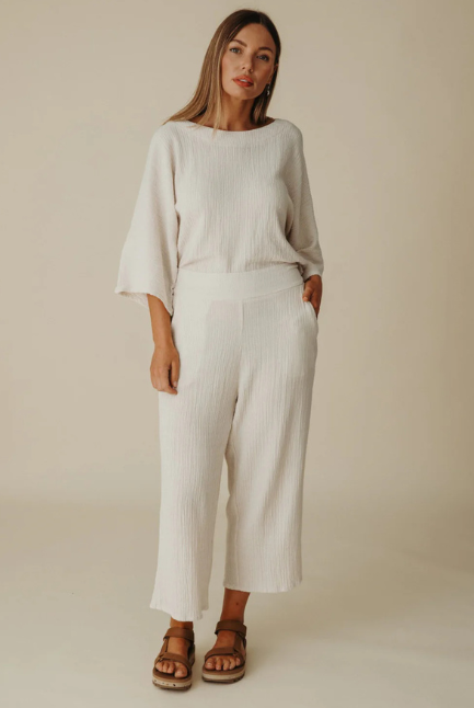 Talamaya - Sunshine Beach Flow Pant - Pumice/White