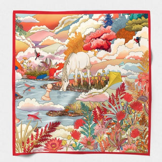Enchanted Horse Silk Scarf – Red | Maison Fanli