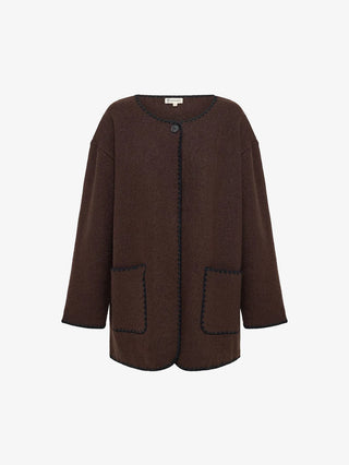 Crochet Edge Cardi Coat - Chocolate | Iris & Wool