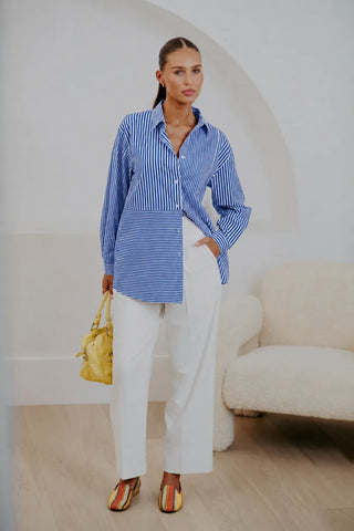 Mixed Stripe Panel Shirt – Lapis Blue | Bridge & Lord