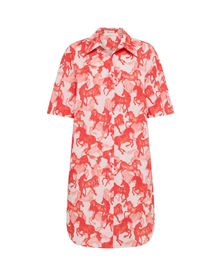 Horse Print Shirt Dress - Persimmon | Iris & Wool