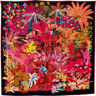 Wool & Silk Scarf - Forgotten Temple Green - 110x110 cm | Maison Fanli