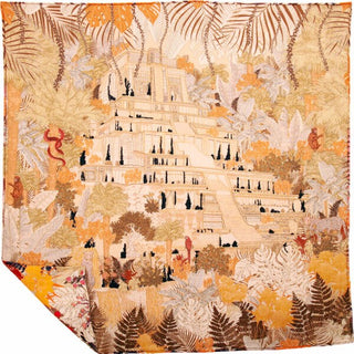 Silk Scarf - Tropical Temple Multicolour - 50x50 cm | Maison Fanli
