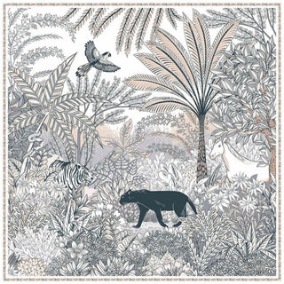 Wool & Silk Scarf - Heloise Panther Night Beige - 50x50 cm | Maison Fanli