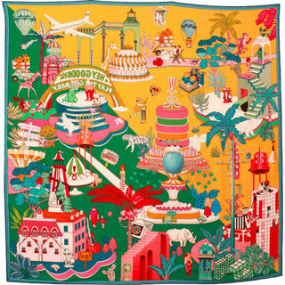 Silk Scarf - Gateaux Green - 50x50 cm | Maison Fanli