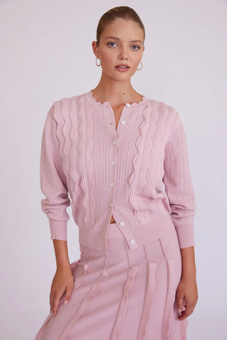Scallop Trim Cardigan - Blush | Iris & Wool