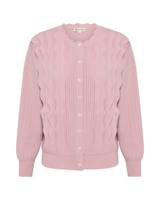 Scallop Trim Cardigan - Blush | Iris & Wool