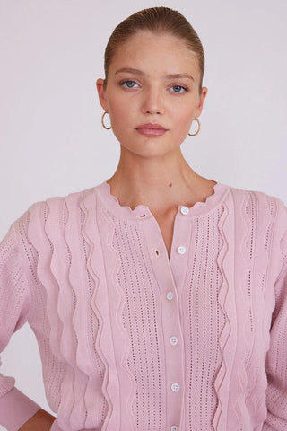 Scallop Trim Cardigan - Blush | Iris & Wool