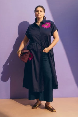Eiren Shirt Dress - New Navy / Fuchsia | Elk