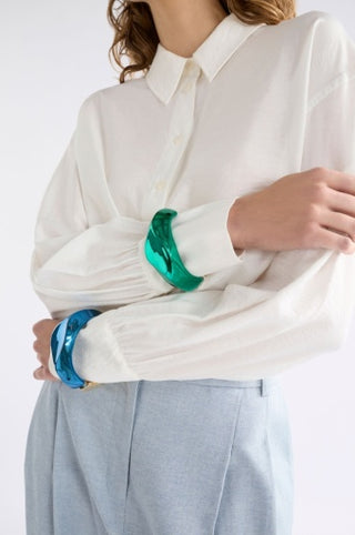 Itva Wide Cuff Bangle - Silver | Elk