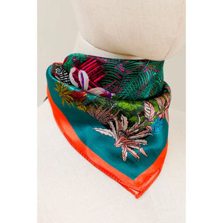 Silk Scarf - Forgotten Temple Green - 50x50 cm | Maison Fanli