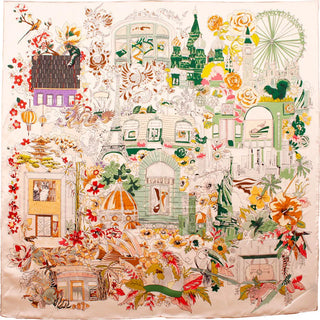 Silk Scarf - Heloise Romantic Paris Cream - 50x50 cm | Maison Fanli